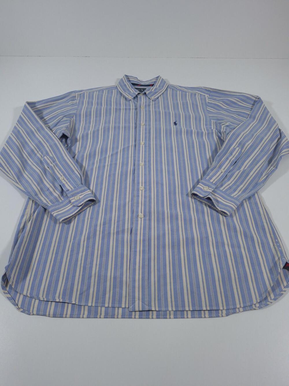 Ralph Lauren Shirt Mens L Blue Stripe Classic Fit Long Sleeve Button Down Pony